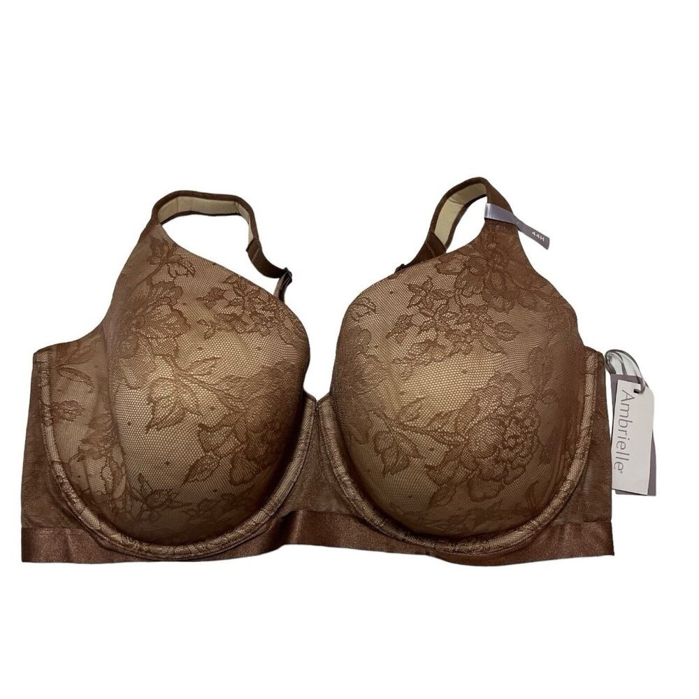 Ambrielle Balconette Bra Nutmeg‎ Spice Brown Floral Lace 44H Underwire NWT